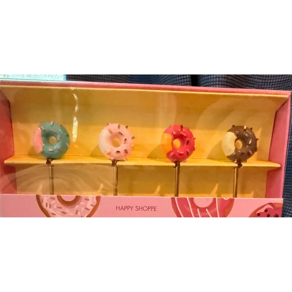 NIB Happy Shoppe Sprinkle Dessert Set Donut Spoon Fork Party Picks Kawaii